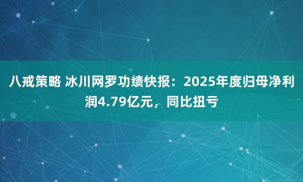 八戒策略 冰川网罗功绩快报：2025年度归母净利润4.79亿元，同比扭亏