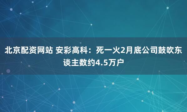 北京配资网站 安彩高科：死一火2月底公司鼓吹东谈主数约4.5万户