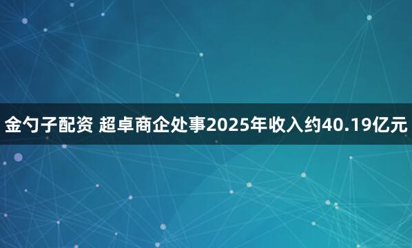 金勺子配资 超卓商企处事2025年收入约40.19亿元
