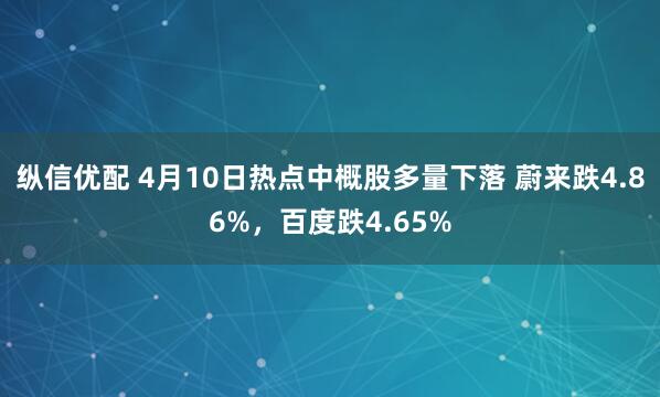 纵信优配 4月10日热点中概股多量下落 蔚来跌4.86%,百度跌4.65%