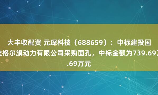 大丰收配资 元琛科技（688659）：中标建投国电准格尔旗动力有限公司采购面孔，中标金额为739.69万元