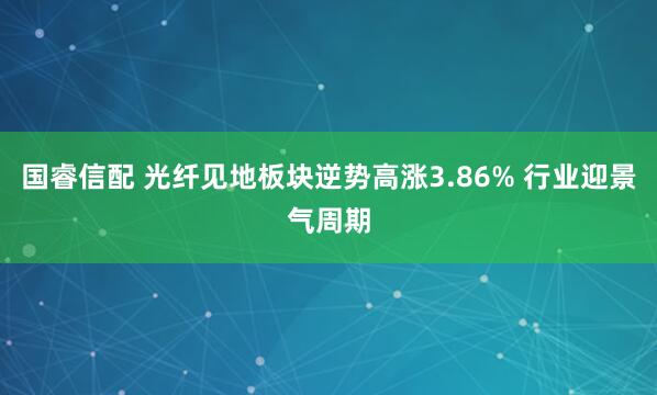 国睿信配 光纤见地板块逆势高涨3.86% 行业迎景气周期